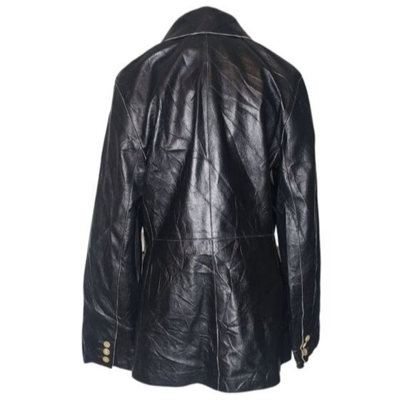 Cole Haan Soft Leather Raw Hem Blazer Size 6 - Picture 3 of 8